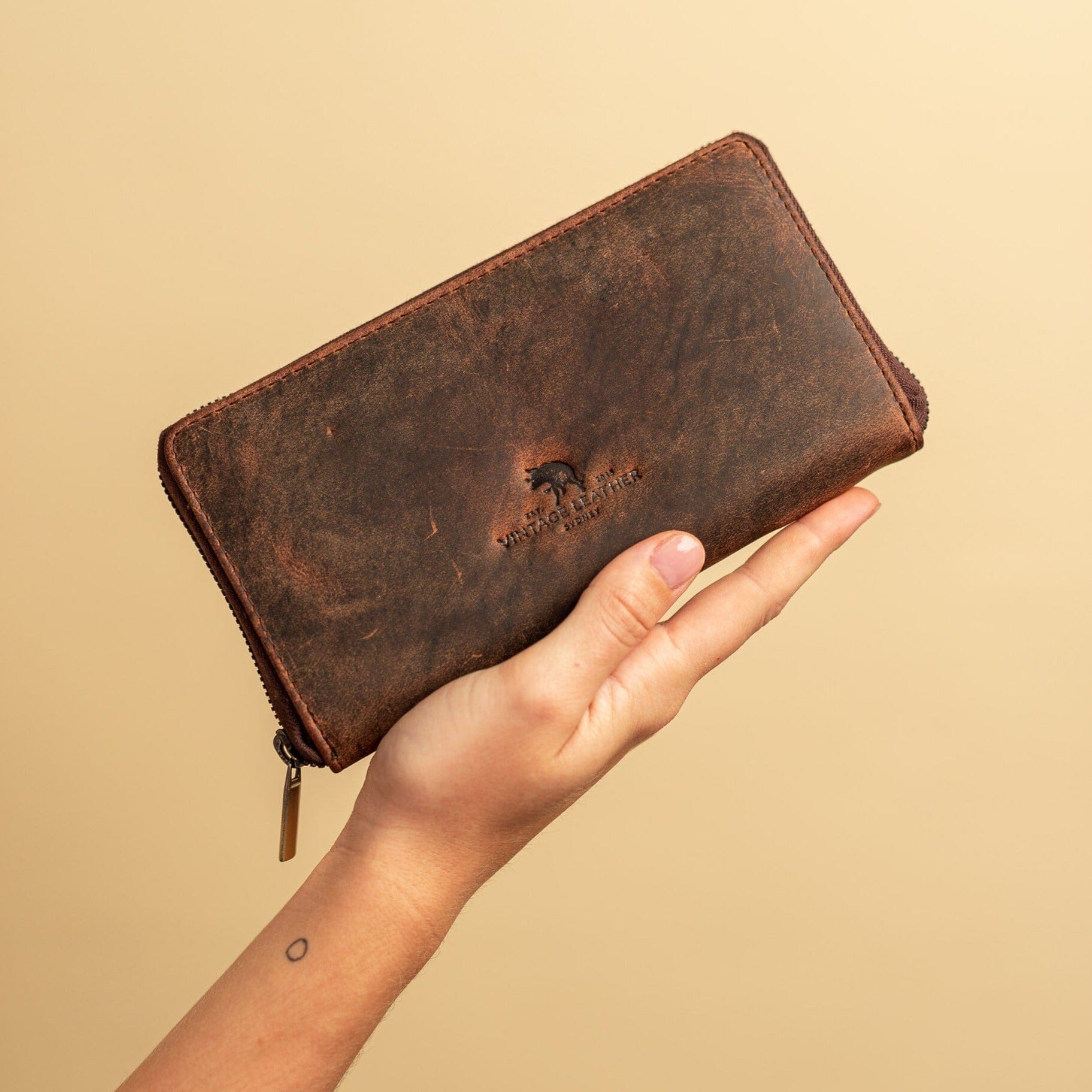 Womens Leather Zip Around Wallet Candice 